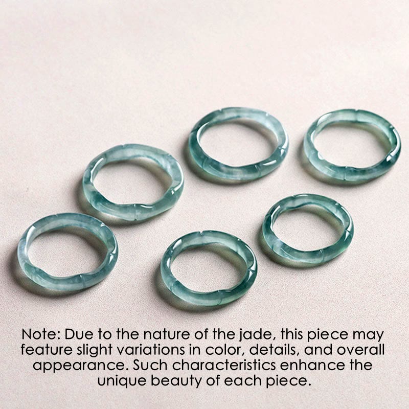 Buddha Stones Natural Jade Bamboo Prosperity Abundance Ring - image 9