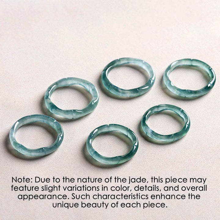 Buddha Stones Natural Jade Bamboo Prosperity Abundance Ring - image 9