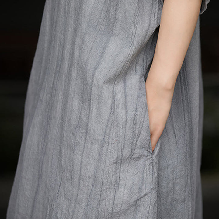 Buddha Stones Handmade Tie Dye Ramie Linen Midi Dress Wide Leg Pants With Pockets - image 17