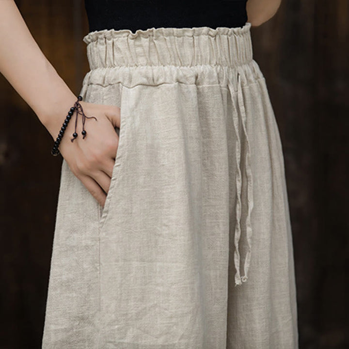 Buddha Stones Handmade Tie Dye Ramie Linen Frog-Button Midi Dress Wide Leg Pants With Pockets - image 36