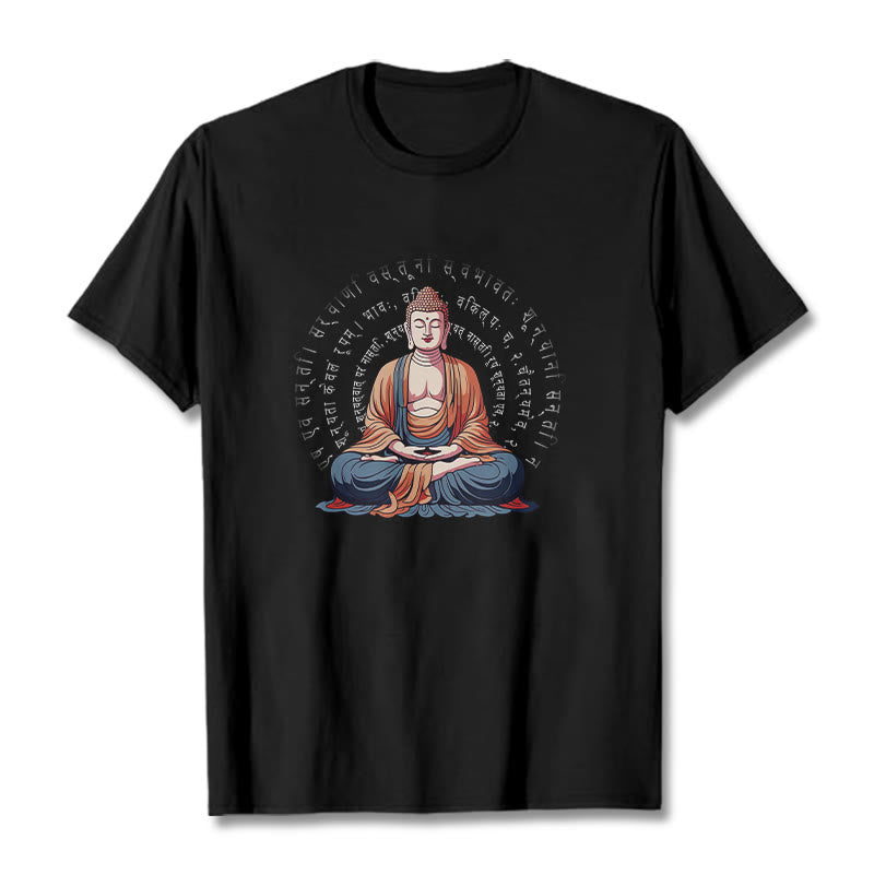 Buddha Stones Sanskrit Heart Sutra Form Is No Other Than Emptiness Tee T-shirt - Black - 2XL - image 4