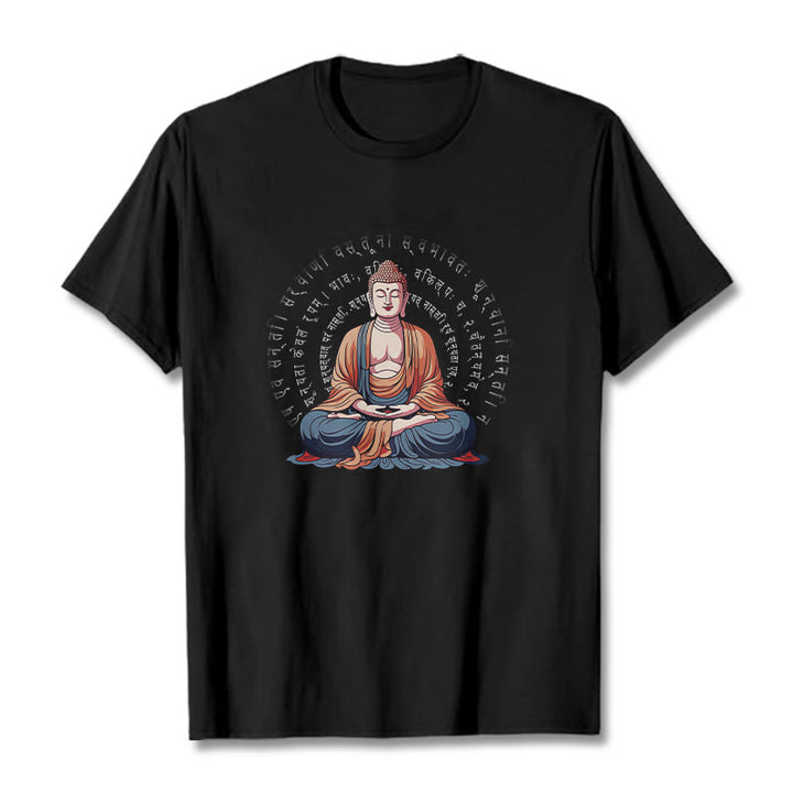 Buddha Stones Sanskrit Heart Sutra Form Is No Other Than Emptiness Tee T-shirt - Black - 2XL - image 4