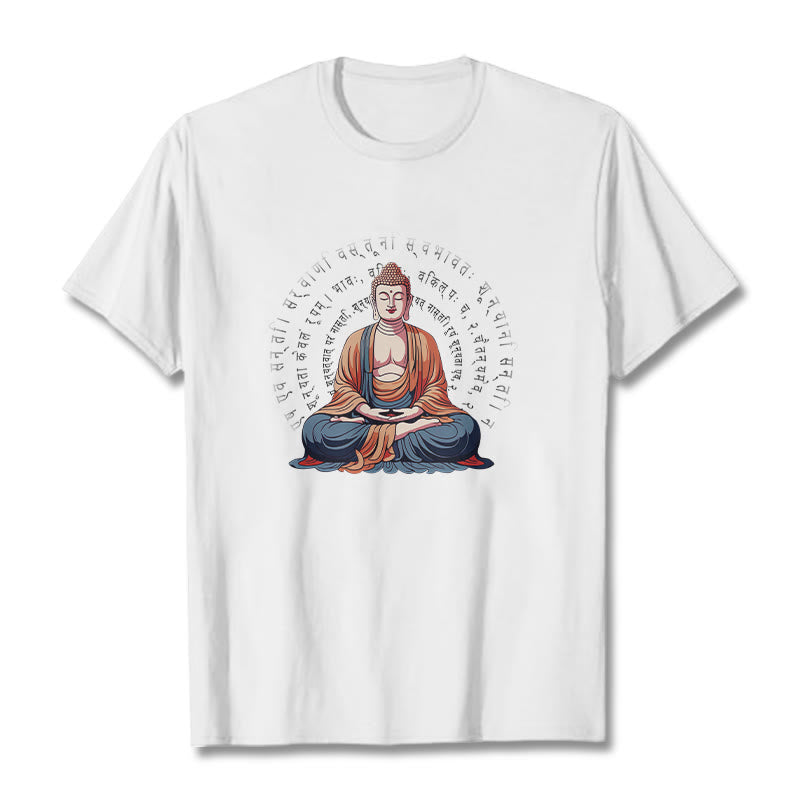 Buddha Stones Sanskrit Heart Sutra Form Is No Other Than Emptiness Tee T-shirt - White - 2XL - image 1