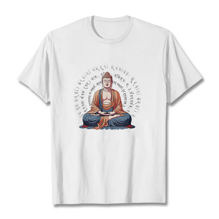 Buddha Stones Sanskrit Heart Sutra Form Is No Other Than Emptiness Tee T-shirt - White - 2XL - image 1