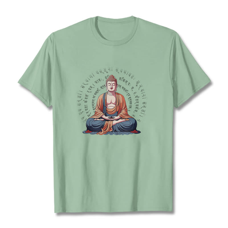 Buddha Stones Sanskrit Heart Sutra Form Is No Other Than Emptiness Tee T-shirt - PaleGreen - 2XL - image 14