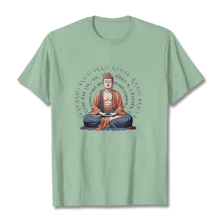 Buddha Stones Sanskrit Heart Sutra Form Is No Other Than Emptiness Tee T-shirt - PaleGreen - 2XL - image 14