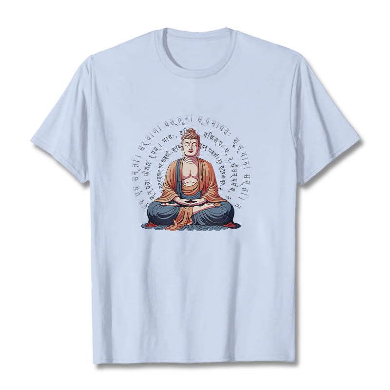 Buddha Stones Sanskrit Heart Sutra Form Is No Other Than Emptiness Tee T-shirt - LightCyan - 2XL - image 18