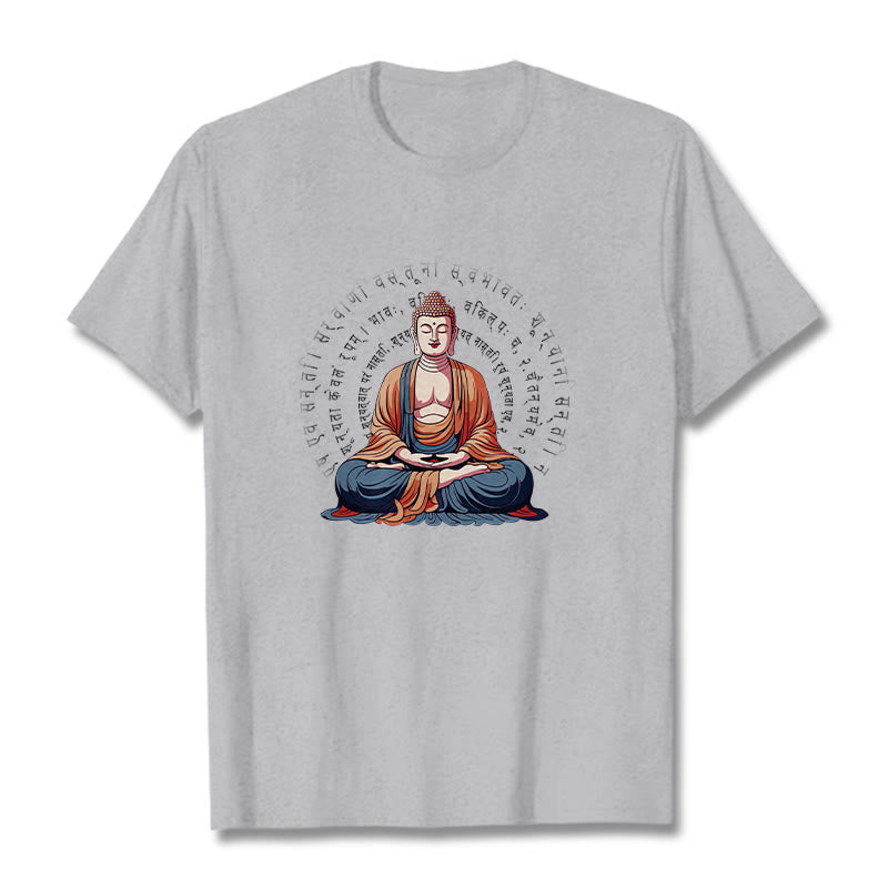 Buddha Stones Sanskrit Heart Sutra Form Is No Other Than Emptiness Tee T-shirt - LightGrey - 2XL - image 0