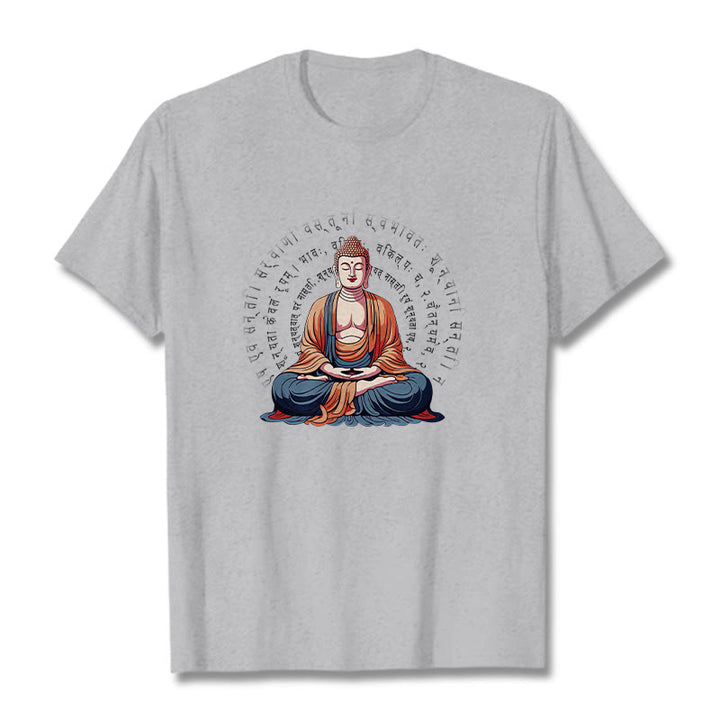 Buddha Stones Sanskrit Heart Sutra Form Is No Other Than Emptiness Tee T-shirt - LightGrey - 2XL - image 0