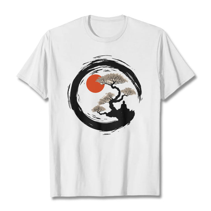 Buddha Stones Red Sun Pine Zen Circle Meditation Buddha Tee T-shirt - White - 2XL - image 5