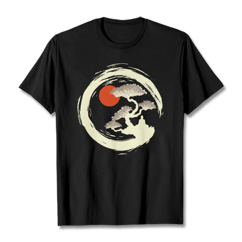 Buddha Stones Red Sun Pine Zen Circle Meditation Buddha Tee T-shirt - Black - 2XL - image 0