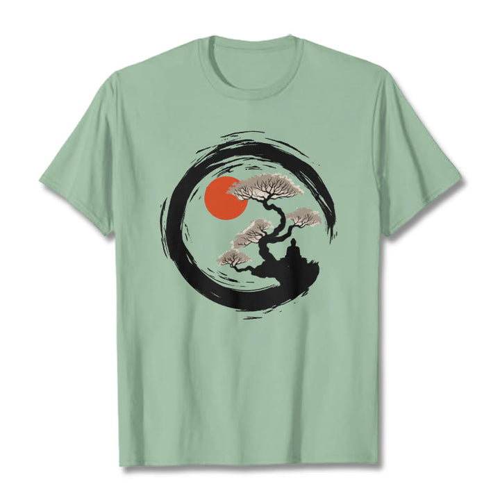 Buddha Stones Red Sun Pine Zen Circle Meditation Buddha Tee T-shirt - PaleGreen - 2XL - image 14