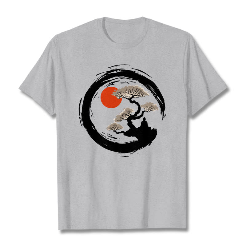 Buddha Stones Red Sun Pine Zen Circle Meditation Buddha Tee T-shirt - LightGrey - 2XL - image 19