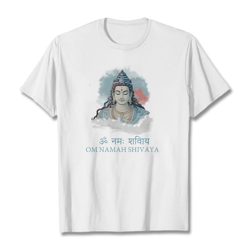 Buddha Stones Sanskrit OM NAMAH SHIVAYA Colorful Clouds Tee T-shirt - White - 2XL - image 5