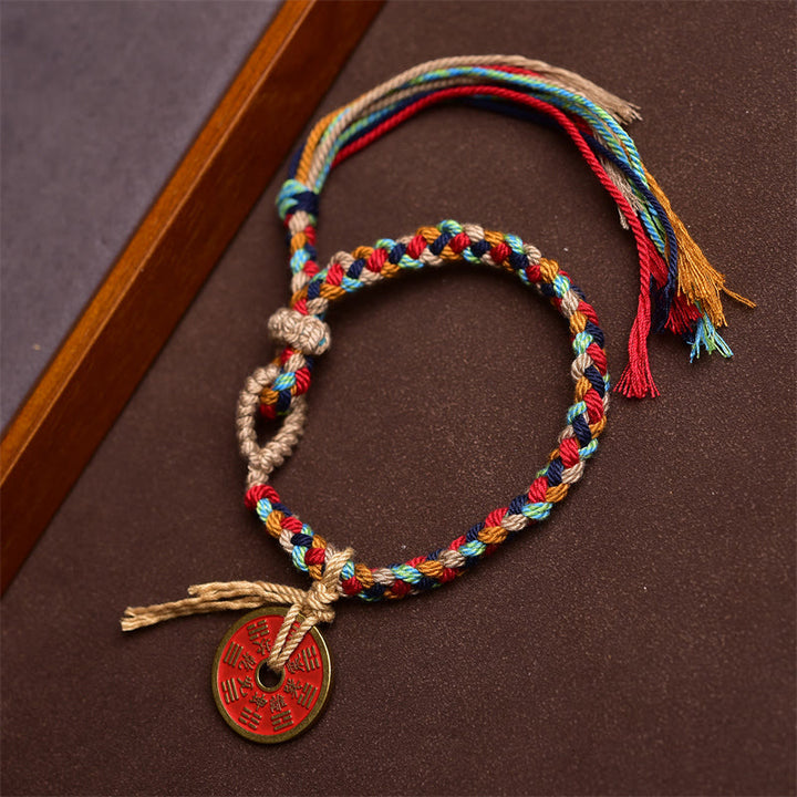 Buddha Stones Handmade Bagua Harmony Multicolored Rope Bracelet - image 2