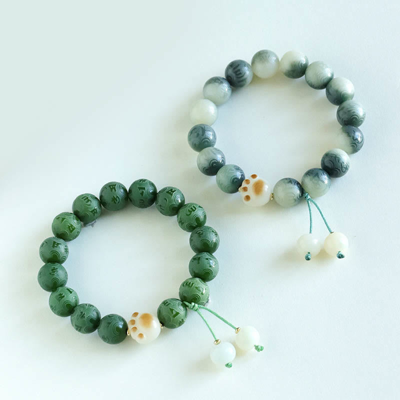 Buddha Stones Bodhi Seed Om Mani Padme Hum Carved Harmony Bracelet - image 16