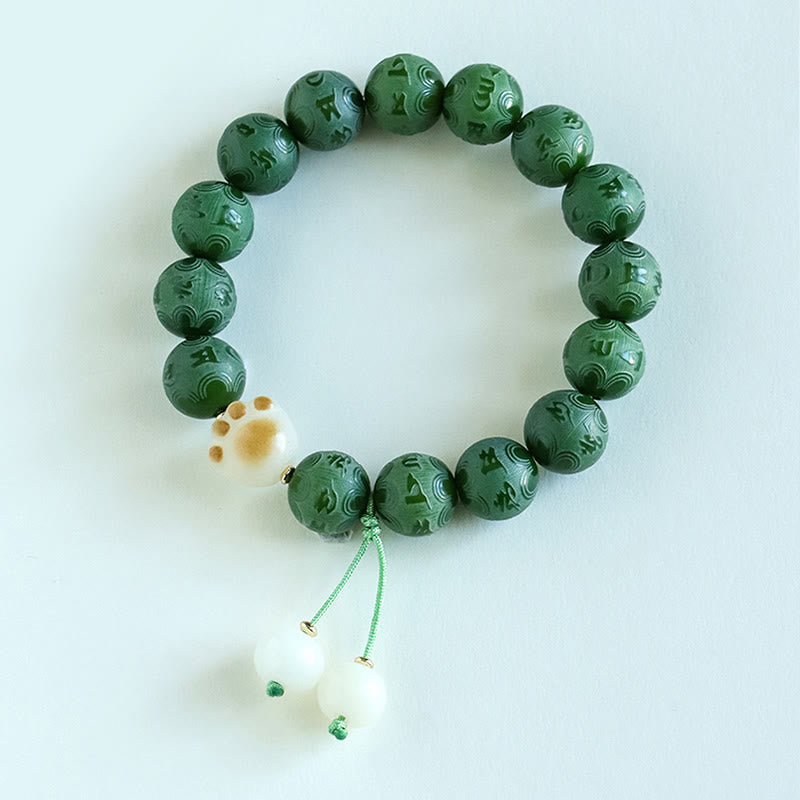 Buddha Stones Bodhi Seed Om Mani Padme Hum Carved Harmony Bracelet - image 2