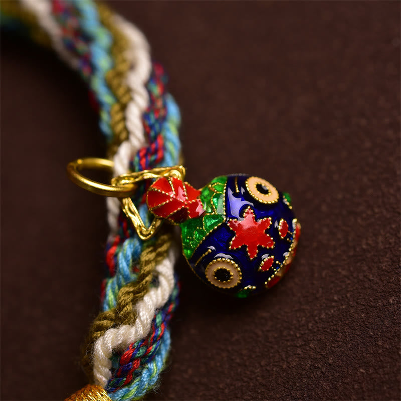 Buddha Stones Handmade Gold Swallowing Beast Family Healing Reincarnation Knot Braid Bracelet - image 4