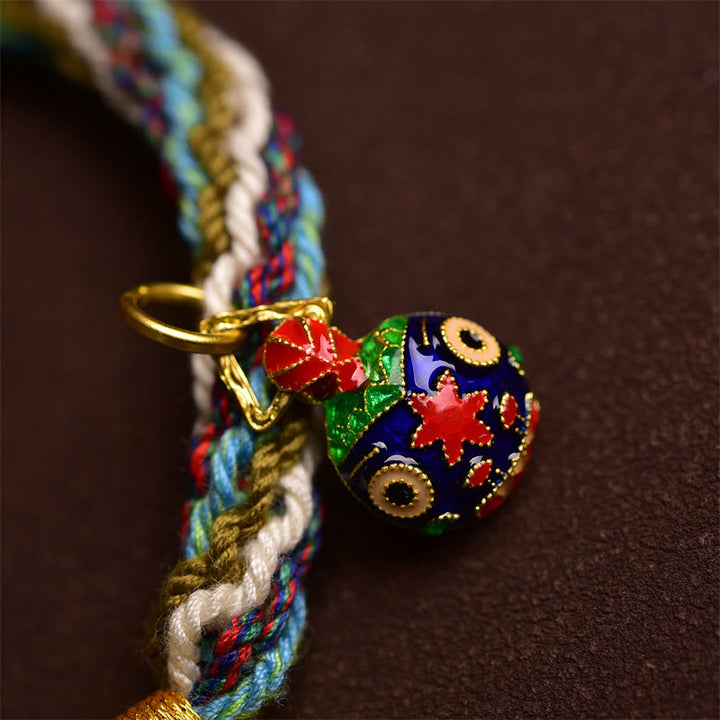 Buddha Stones Handmade Gold Swallowing Beast Family Healing Reincarnation Knot Braid Bracelet - image 4