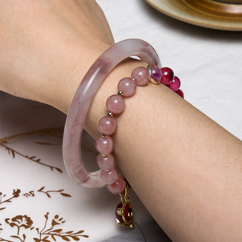 Buddha Stones Enhance Happiness and Joy Purple Bracelet Bangle Bundle - image 2