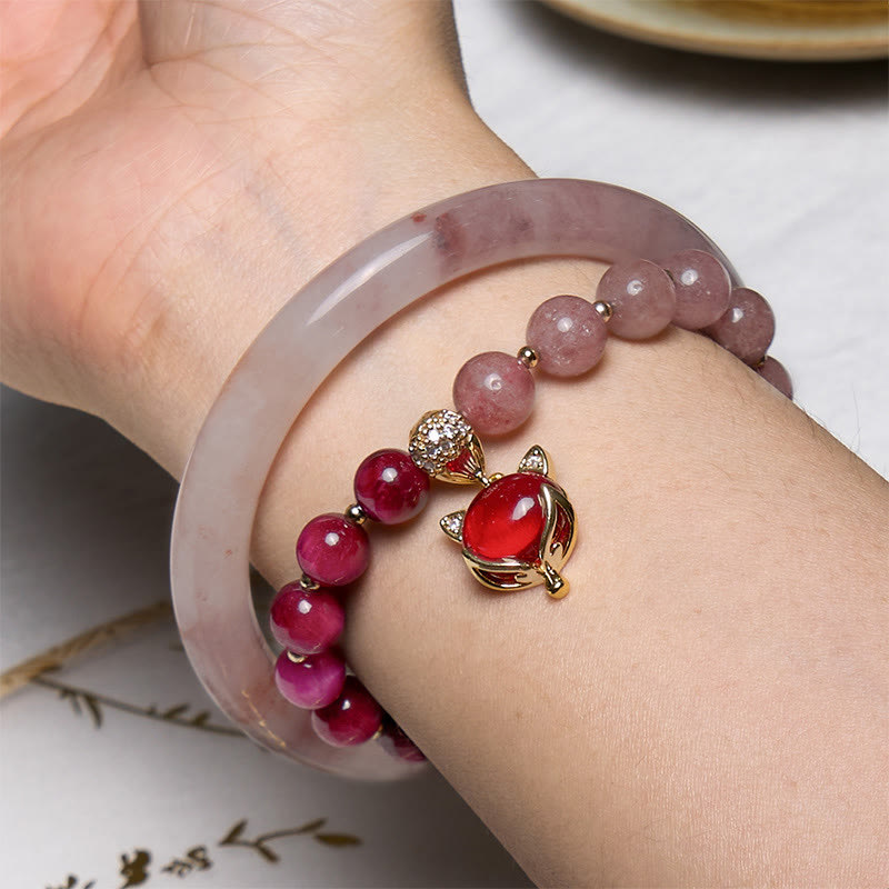 Buddha Stones Enhance Happiness and Joy Purple Bracelet Bangle Bundle - image 1