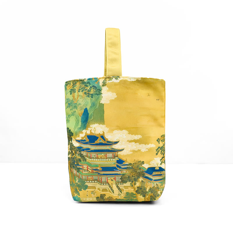 Buddha Stones Immortal Pavilions Roses Canvas Handbag - image 2