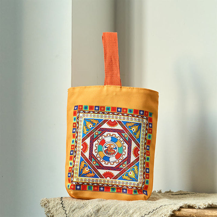 Buddha Stones Dunhuang Flying Apsaras Lotus Buddha Statues Canvas Handbag - Dunhuang Buddha Statues 15*8*22cm - image 14