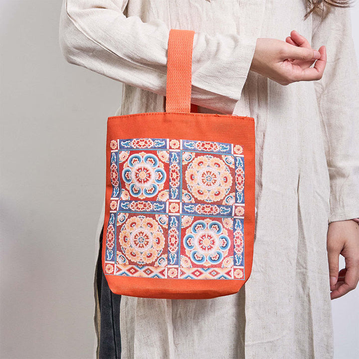 Buddha Stones Dunhuang Flying Apsaras Lotus Buddha Statues Canvas Handbag - image 11