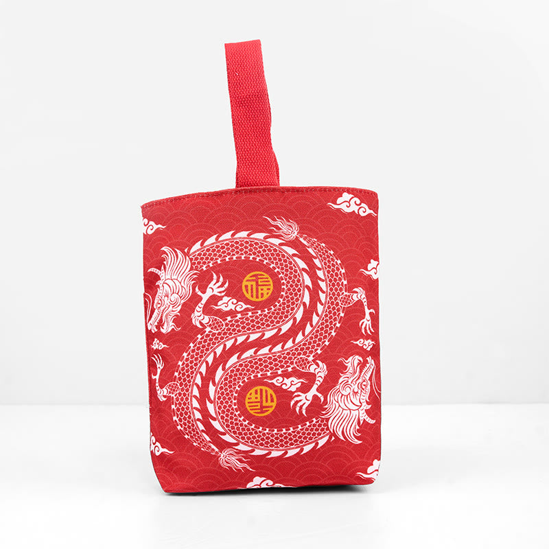 Buddha Stones Chinese Dragon Persimmon Canvas Handbag - image 1
