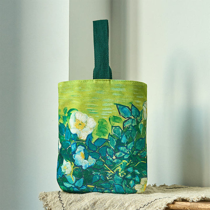 Buddha Stones Roses Canvas Handbag - Wild Rose 15*8*22cm - image 0