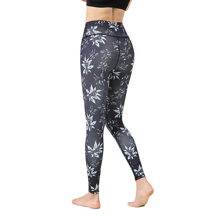 Buddha Stones Spots Maple Leaf Print Sports Exercise Fitness High Waist Leggings Women's Yoga Pants - image 6