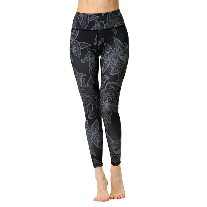Buddha Stones Simple Leaves Print Sports Fitness Leggings Women's Yoga Pants - image 9