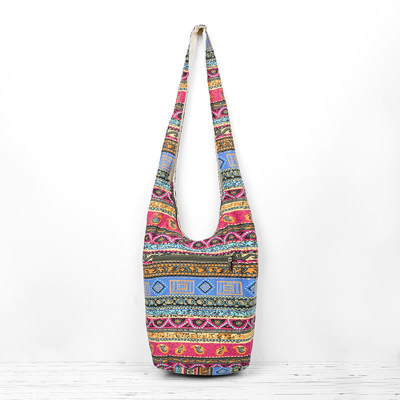 Buddha Stones Colored Stripes Cotton Crossbody Bag Shoulder Bag - image 2