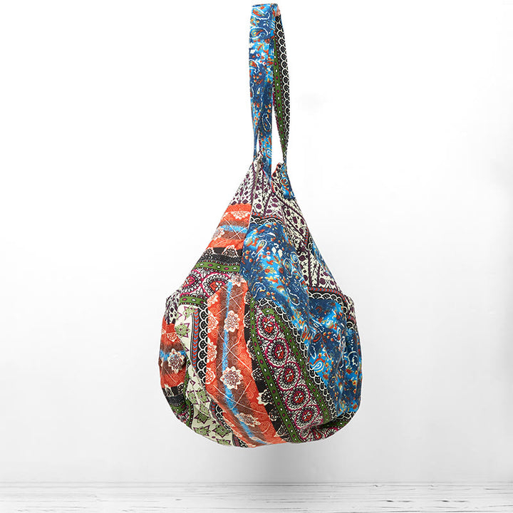 Buddha Stones Colored Stripes Pattern Cotton Shoulder Bag - image 2