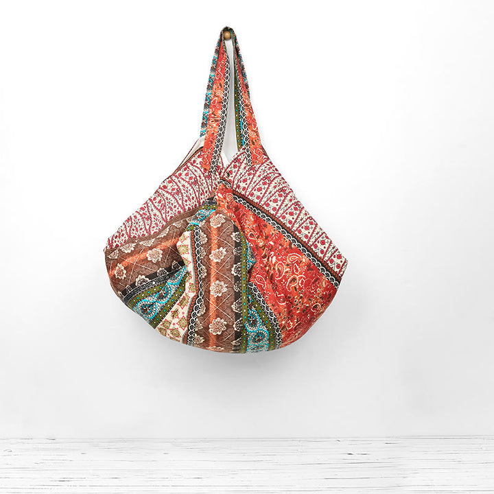 Buddha Stones Colored Stripes Pattern Cotton Shoulder Bag - image 4