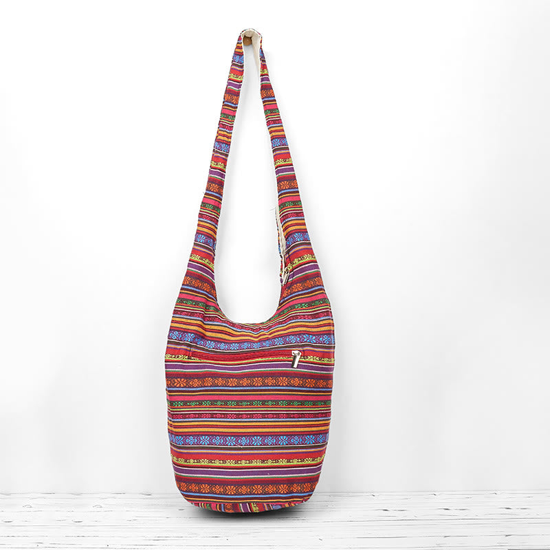 Buddha Stones Cotton Stripes Pattern Crossbody Bag Shoulder Bag - image 2