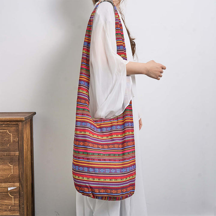 Buddha Stones Cotton Stripes Pattern Crossbody Bag Shoulder Bag - image 3