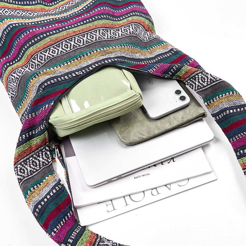 Buddha Stones Cotton Stripes Pattern Crossbody Bag Shoulder Bag - image 13