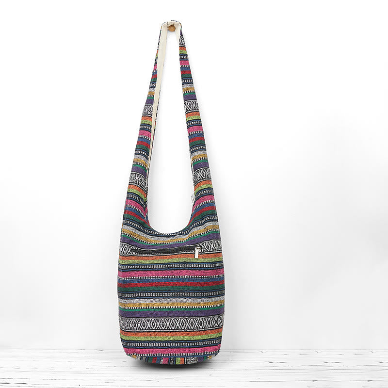 Buddha Stones Cotton Stripes Pattern Crossbody Bag Shoulder Bag - image 11