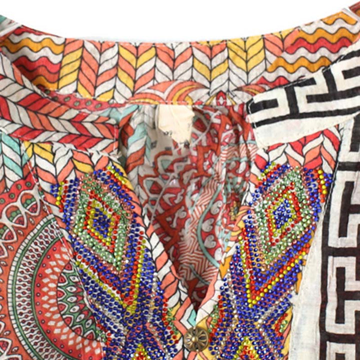 Buddha Stones Women's Mandala Geometry Half Button Shirt - image 16