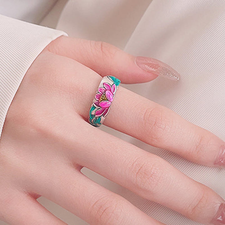 Buddha Stones 925 Sterling Silver Lotus Flower Heart Sutra Enlightenment Ring - image 9