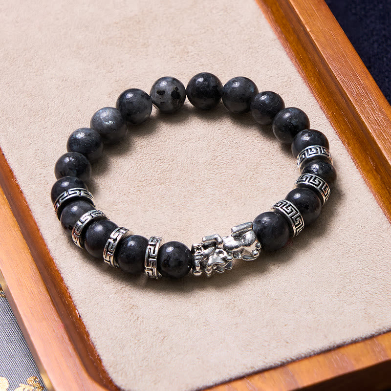 Buddha Stones Black Glitter Stone PiXiu Power Bracelet - Black Glitter Stone(Wrist Circumference 14-16cm) - image 0