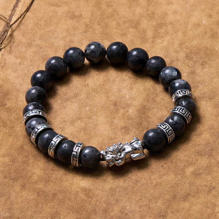 Buddha Stones Black Glitter Stone PiXiu Power Bracelet - image 1