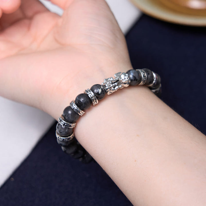 Buddha Stones Black Glitter Stone PiXiu Power Bracelet - image 2