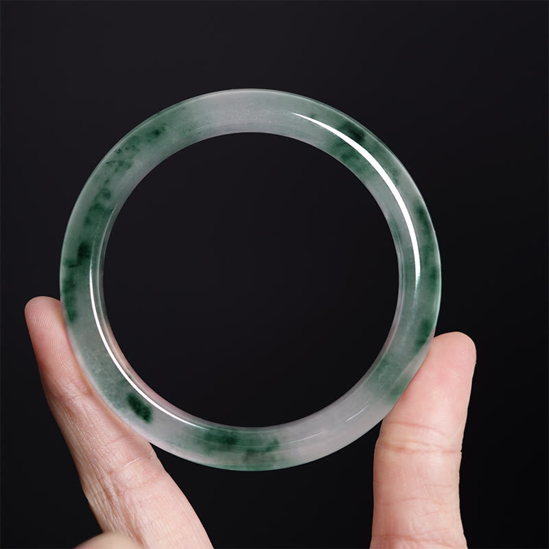 Buddha Stones Natural Jade Floating Flower Luck Bracelet Bangle - image 3