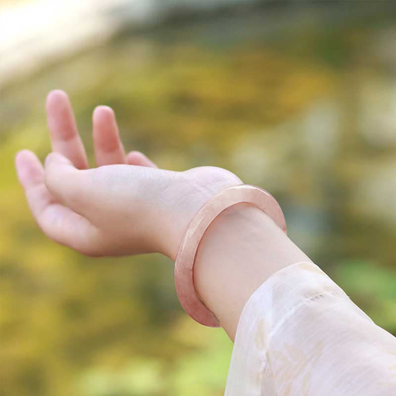 Buddha Stones Pink Golden Silk Jade Wealth Luck Bracelet Bangle - image 11