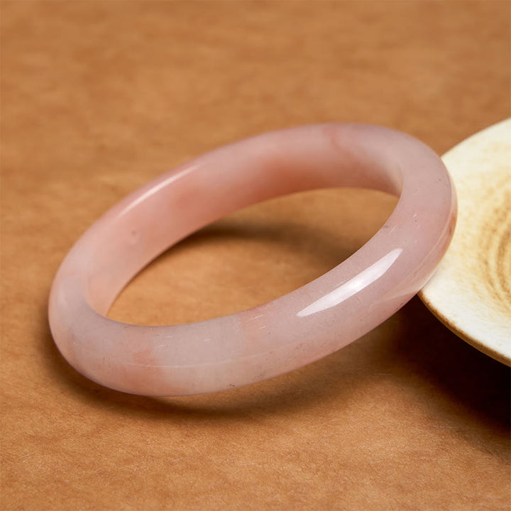 Buddha Stones Pink Golden Silk Jade Wealth Luck Bracelet Bangle - Flat - 60-62mm - image 0