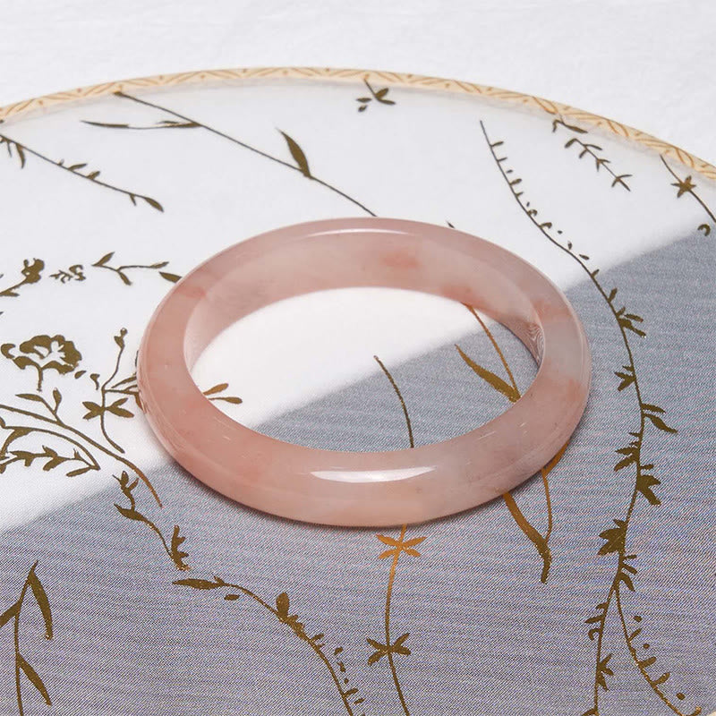 Buddha Stones Pink Golden Silk Jade Wealth Luck Bracelet Bangle - image 1