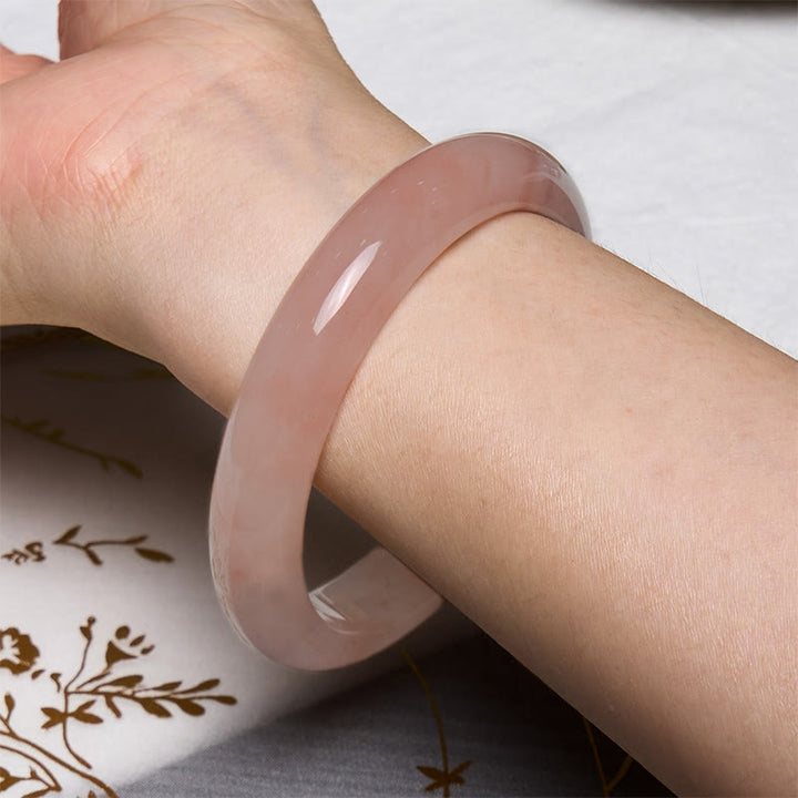 Buddha Stones Pink Golden Silk Jade Wealth Luck Bracelet Bangle - image 4