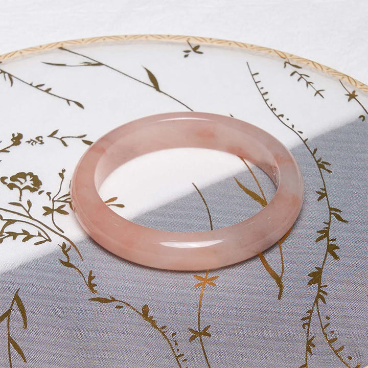 Buddha Stones Pink Golden Silk Jade Wealth Luck Bracelet Bangle - image 1